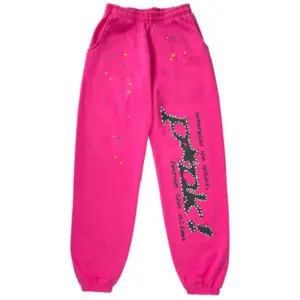 This photo shows Sp5der P*NK Sweatpants Pink The front side