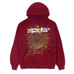 Sp5der Logo Hoodie Maroon the front side - Photo 1