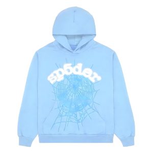 Cool and casual look with Sp5der Web Hoodie Sky Blue