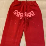 Sp5der Worldwide Red Angel Number 555 Sweatpants Red the front side - Photo 2