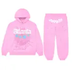 Photo 1 shows Sp5der Atlanta Tracksuit Pink from the front side