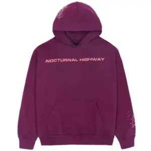 This picture 1 Sp5der Nocturnal Highway Hoodie Dark Purple from the front side
