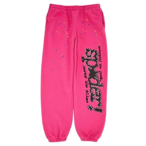 This image shows Sp5der P*NK V2 Sweatpant Pink from the front side
