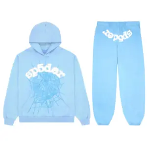 Photo 1 shows Sp5der Web Tracksuit-Sky Blue from the front side